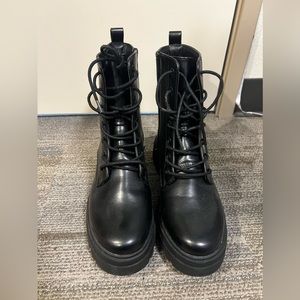 A New Day Black Tie-Up Boots Size 9.5